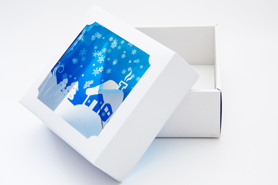 Подарочная коробка с зимних тонах